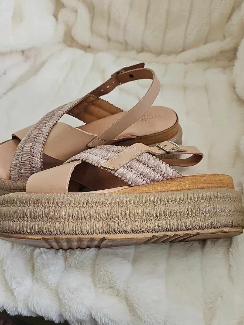 bernie mev PREMIUM Made In Italy Braided Slingback Platform Sandals in Tan